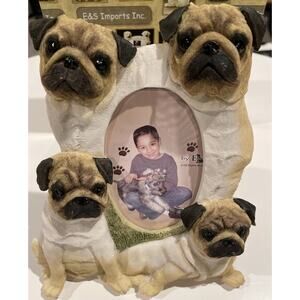 E&S Imports Inc. Pug Picture Frame NIB holds 3 1/2 x 5 picture